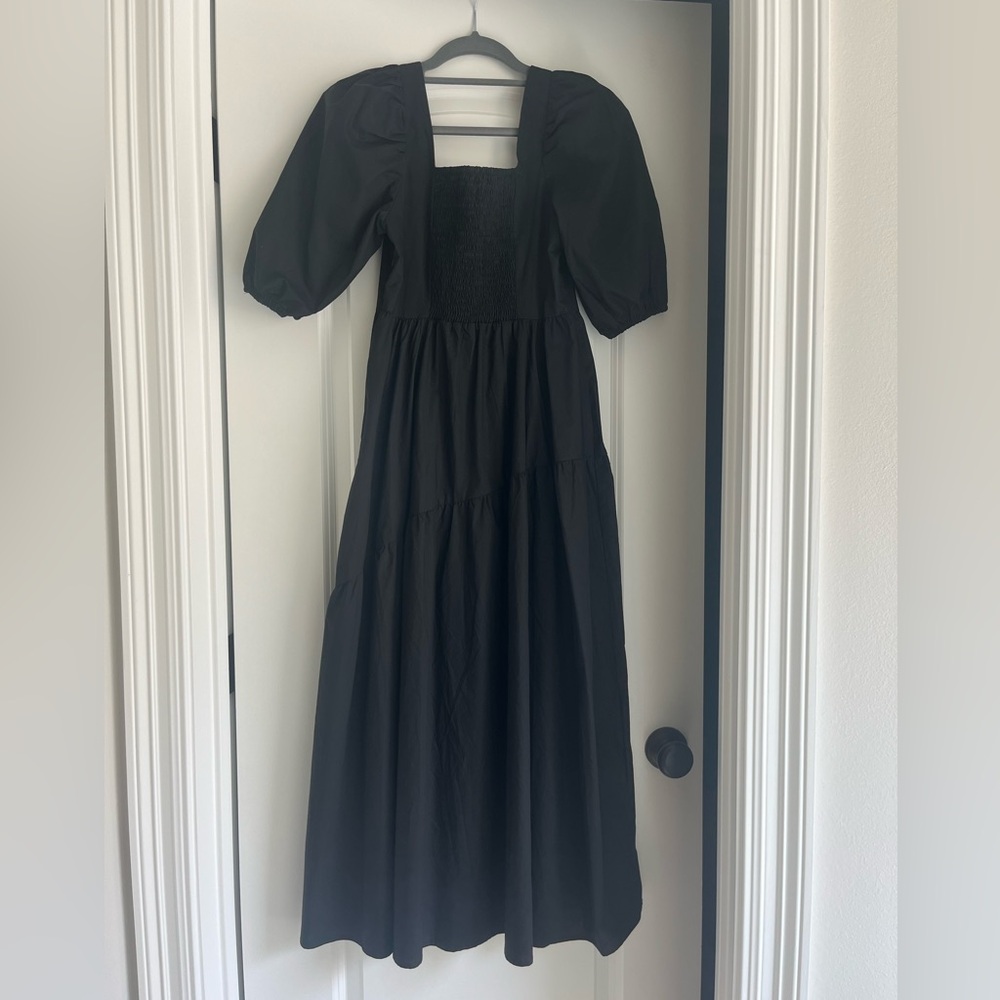 Black Puff-Sleeve Tiered Maxi Dress - Picture 2 of 2